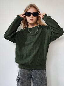 SHEIN Sudadera informal con capucha de manga larga y cuello redondo de color verde para niña preadolescente