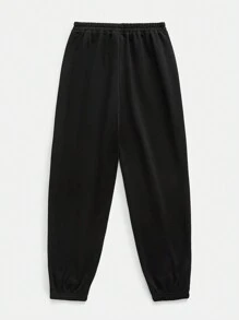 SHEIN Quần dài rút dây họa tiết chữ đơn giản rộng rãi cho bé trai 2 món/bộ - Nhiều màu - Xem 13