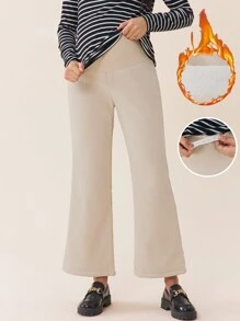 SHEIN Maternity Casual Solid Color High Waist Flared Pants, Autumn/Winter