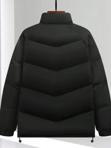 Manfinity Homme Men's Simple Casual Padded Coat With Front Button Closure And Pockets, For Daily Wear