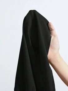 SHEIN Maija 女士休闲纯色漏斗领收腰荷叶边下摆短款连衣裙 - 黑色 - 查看 7