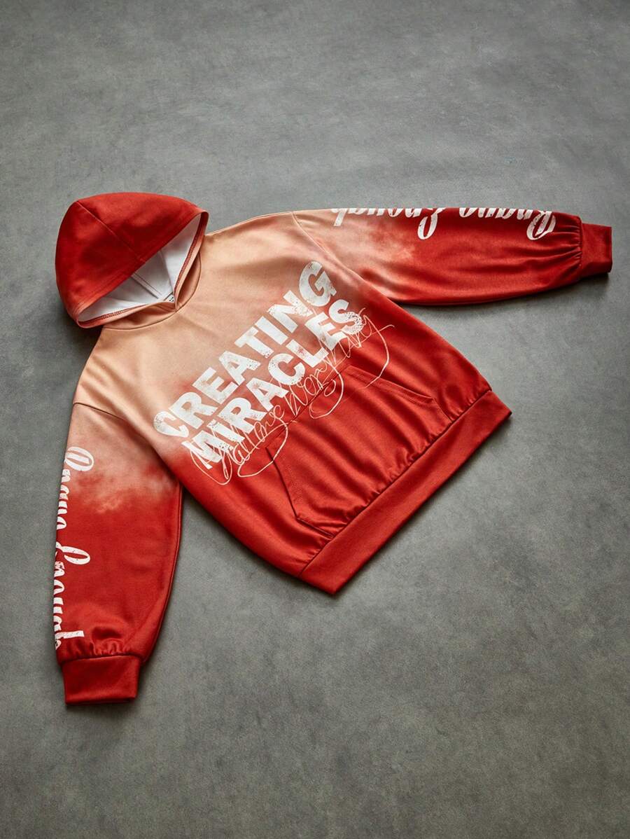 SHEIN Áo nỉ rộng rãi, thoải mái, in chữ dành cho bé trai tuổi teen. - Nhiều màu - Xem 1