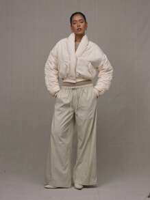 MUSERA Collar Detail Padded Coat - Beige - View 4