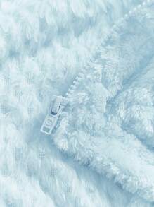 Cozy Pixies Baby Girl Solid Color Hooded Thick Fleece Jacket - Blue - View 6