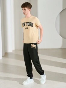 SHEIN Teen Boy Casual English Printed Two Pieces Set For Summer - Multicolor - View 8