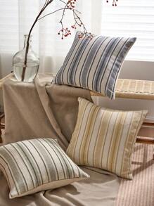 装饰性波西米亚风抱枕套，农舍风格纹理枕套，18 x 18 英寸，适用于椅子、沙发、卧室、客厅等家居装饰，经典蓝米条纹（1 件装，2 件装可选） - 藏蓝色 - 查看 4