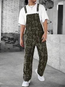 Manfinity Roughcore Quần yếm nhuộm loang thường ngày cho nam, thời trang mùa thu mặc hàng ngày - Nhiều màu - Xem 4