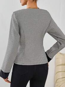 Chiquease Plaid Print Front Button Elegant Business Casual Long Sleeve Jacket Fall Cloth For Women - Multicolor - View 2