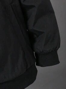 SHEIN Teen Boys Thickened Thermal Lined Outdoor Sports Fashionable Pilot Jacket, Windproof Multi-Pocket Bomber Jacket For Winter