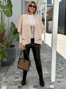 SHEIN LUNE Apricot Winter Women Clothes Winter Women Coat Women Cardigans - Light Grey - View 1