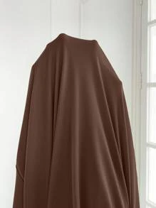 Modelyn 女士纯色圆领长袖扭腰优雅长款连衣裙晚礼服 - 咖啡棕 - 查看 7