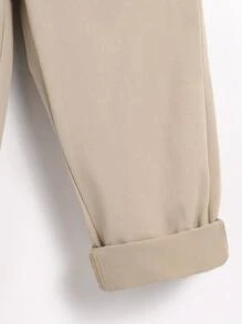 SHEIN 1pc Young Boy's Solid Color Straight Fit Woven Pants - Khaki - View 5