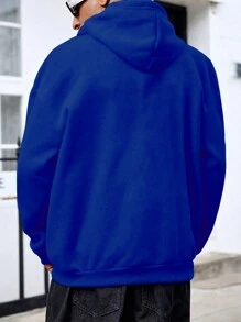 Manfinity Dauomo Sudadera con capucha de talla grande para hombre con bolsillo bordado con letra, uso casual diario