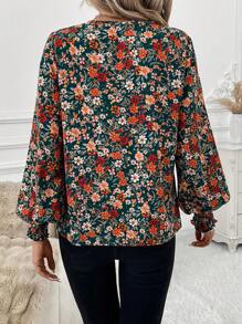 SHEIN Clasi 女式褶皱花卉刺绣休闲衬衫