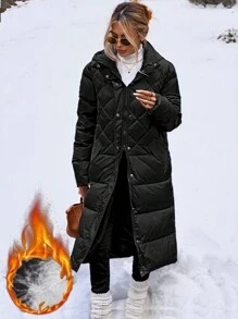 SHEIN LUNE 女士新款2024厚休闲宽松连帽时尚长款羽绒外套秋冬冬装秋季衣服