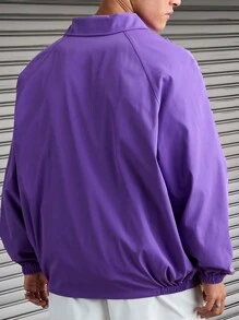 Manfinity RebelGame Chaqueta informal suelta de unicolor de manga larga para hombre