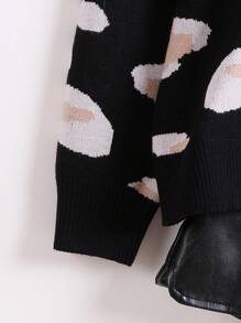 Chiquease V-Neck Contrast Leopard And Tiger Pattern Loose Cardigan