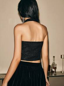 Poéselle Áo ba lỗ vải tuýt đen, Áo không tay đính nơ đính đá thanh lịch cho nữ, Áo nơ, Trang phục mùa thu cho nữ, Quần áo Giáng sinh cho nữ, Thanh lịch và phong cách, Thích hợp mặc hàng ngày, dạo phố, đi làm, hẹn hò, tiệc, tiệc tùng, hòa nhạc và các dịp khác - màu đen - Xem 6