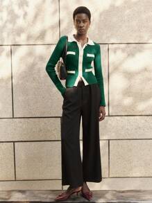 BizChic Women's Elegant Commuter Colorblock Knitted Sweater Fall Women Clothes