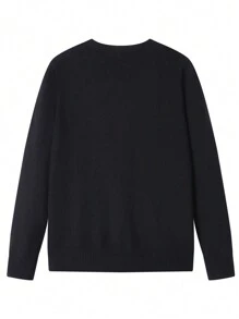 SHEIN Suéter de cuello redondo de manga larga con bordado de telaraña en blanco y negro casual para niños adolescentes, adecuado para otoño, invierno, cálido, escuela, hogar, diario, deportes, calle, concierto punk, versátil, simple