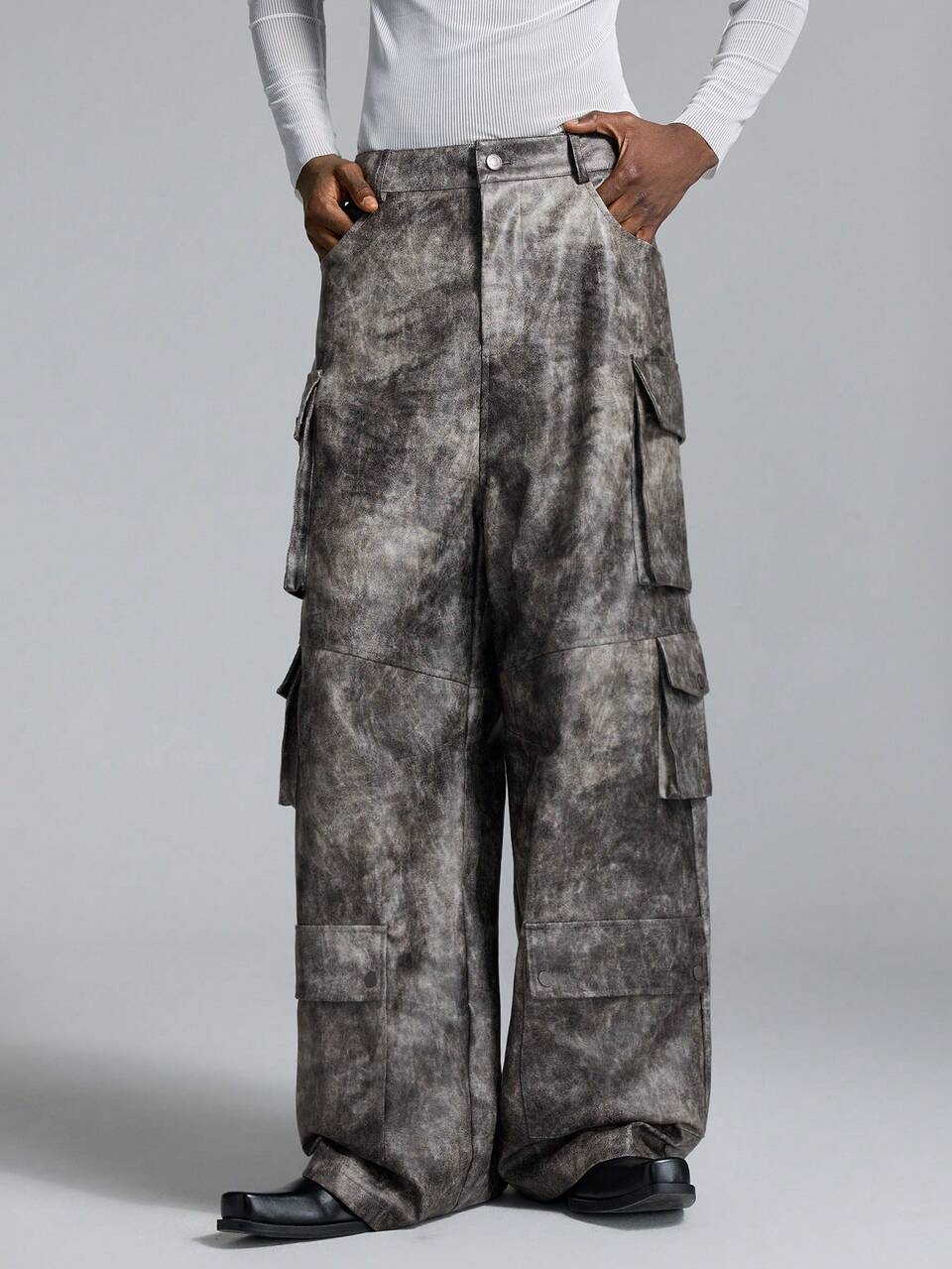 Men's Loose Fit Woven Long Straight Leg Casual Pants, Long Baggy Cargo Pants, Suitable For Daily Wear Husband, Boyfriend Gifts