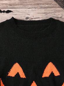 SHEIN Clasi Sweter z okrągłym dekoltem i uśmiechniętą twarzą w rozmiarze plus size dla kobiet