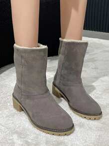 2-In-1 Girl Thick Heel Mid-Calf Boots For Outdoor Snow/Winter, Warm