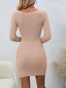 SHEIN Clasi Vestido de punto elegante y ceñido de textura simple para mujer, para el otoño