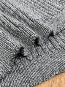 Muchica Green Sleeve Button Front Rib Knit Cardigan - Dark Grey - View 7