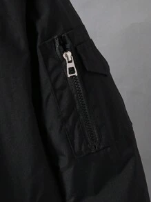 SHEIN Teen Boys Thickened Thermal Lined Outdoor Sports Fashionable Pilot Jacket, Windproof Multi-Pocket Bomber Jacket For Winter