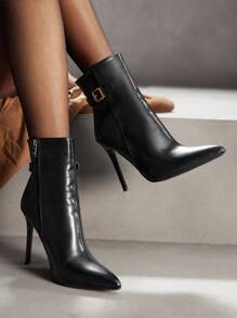 CUCCOO SZL 女士高跟尖头中筒靴 - 黑色 - 查看 6