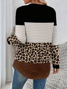 SHEIN LUNE Áo chui đầu hoodie cổ tròn kẻ caro & sọc thoải mái thường ngày mùa thu/đông có viền cong thiết kế xẻ bên hông - Nhiều màu - Xem 2