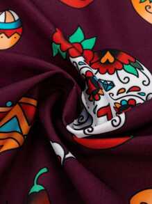 Manfinity EZcore Camisa de hombre de verano casual con estampado de Halloween, camisa de manga corta con patrón de esqueleto/calavera de Halloween, camisa de hombre de Halloween, camisa blanca de abotonadura