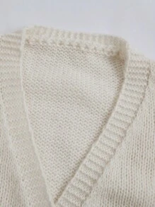 Aveloria Suéter cardigan suave y acogedor de punto holgado con diseño 3D romántico y lindo de fresas en escote en V