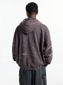 NEON BLANC Men's Casual Daily Pocket Hoodie Sweatshirt With Dropped Shoulders For Autumn, For Fall Winter - Brown - View 3