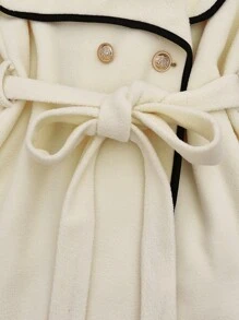 SHEIN Clasi 1pc Women's Elegant Quality Color Block Collar Belt Regular Blazer - White - View 4