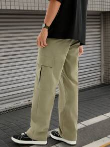 Manfinity VCAY Pantalones casuales de hombre de unicolor tejido con cintura elástica - Verde - Ver 2