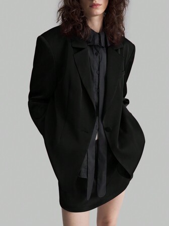 Ontre 1 套安哥拉红色宽松西装外套和裙装，适合职场优雅