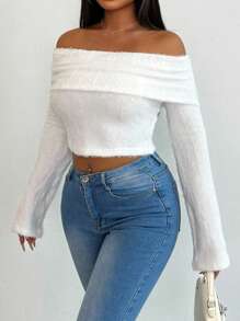 Zolique 女式法式露肩优雅毛衣 T 恤