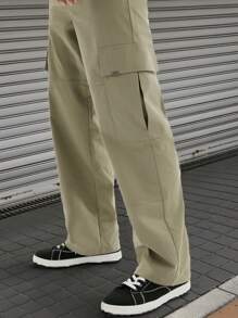Manfinity VCAY Pantalones casuales de hombre de unicolor tejido con cintura elástica - Verde - Ver 5