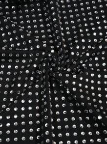 Slaydiva Ladies' Sexy Sleeveless Mini Dress With Fluffy Hem And Rhinestone Decoration - Black - View 7