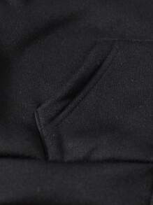 Baby Boy Solid Black Full Zip Long Sleeve Hooded Sweatshirt Jacket, Suitable For Casual Home Wear, Spring/Autumn