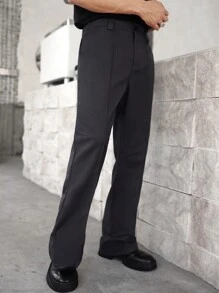 Manfinity Hypemode Men's Straight Leg Loose Casual Trousers With Pockets, Versatile - Dark Grey - View 6