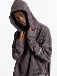 NEON BLANC Men's Casual Daily Pocket Hoodie Sweatshirt With Dropped Shoulders For Autumn, For Fall Winter - Brown - View 5