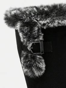 CUCCOO BIZCHIC 黑色厚底毛绒保暖雪地靴，女式高筒靴 - 黑色 - 查看 4