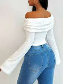 Zolique 女式法式露肩优雅毛衣 T 恤