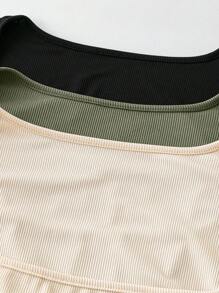 Calvaya Bộ đồ liền thân tay dài bó sát màu trơn cỡ lớn, đa năng cho mùa thu, mùa đông - Nhiều màu - Xem 4