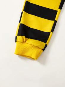 2 szt. Elastyczna talia dla chłopca z aplikacją w kolorowe paski, spodnie sportowe casualowe