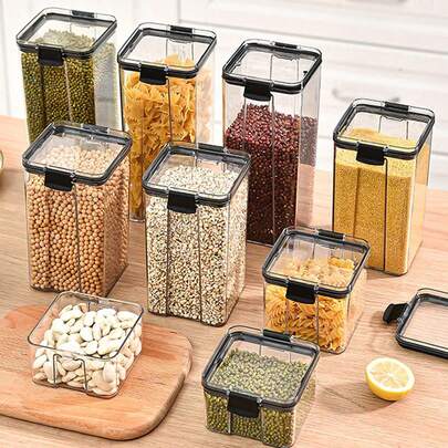 lọ đựng đồ nhà bếp hình vuông, hộp đựng thức ăn trong suốt 1 cái