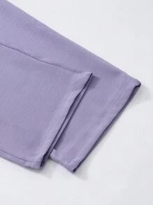 3pcs Tween Girl Outfit : Collared Shirt + Cardigan Vest + Pants Set - Purple - View 6